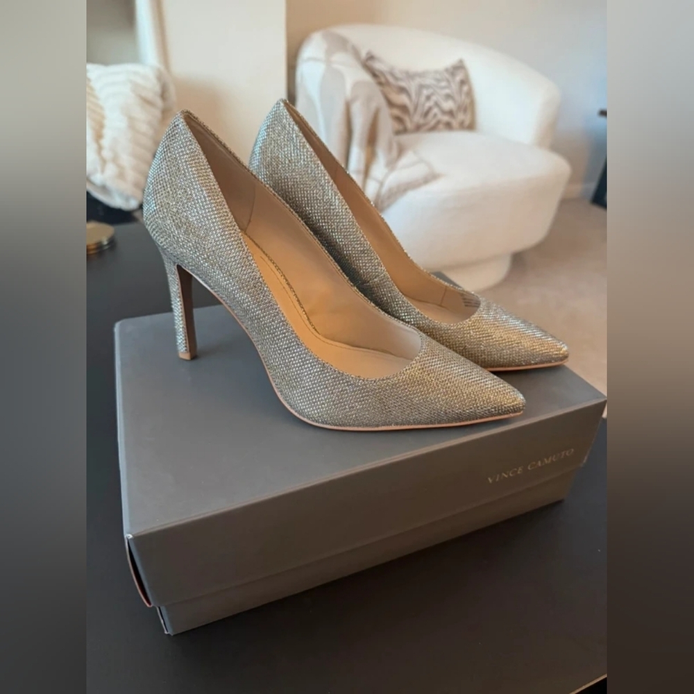 Vince Camuto Glittering Silver Heels